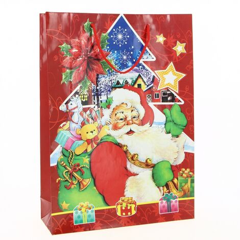 Grand Sac Cadeau en tissu Rouge - Père Noël - 30 x 45 cm - Pochette papier  et sac cadeaux - Achat & prix