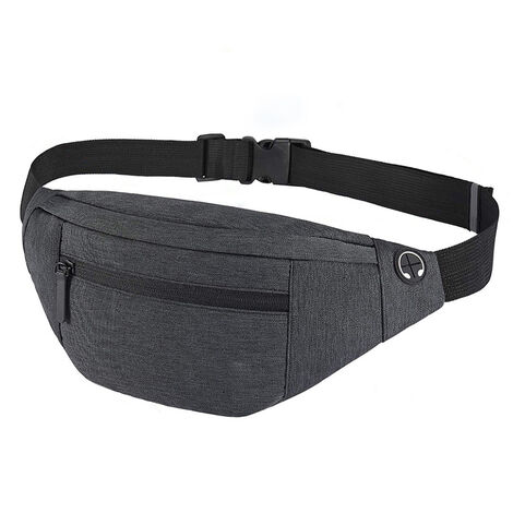Sac ceinture bandoulière grande capacité 4 poches zippées pour la course à pied - gris