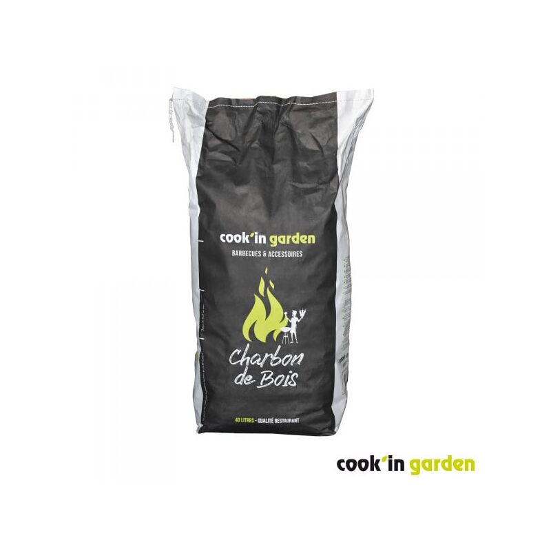 Sac charbon de bois 40L - Qualité restaurant - Gros charbon - fsc 100% - Fabriqué en Europe Cook'in Garden