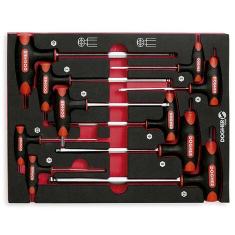 Sac combiné avec 10 clés en T hexagonales rondes  DOGHER 618-080
