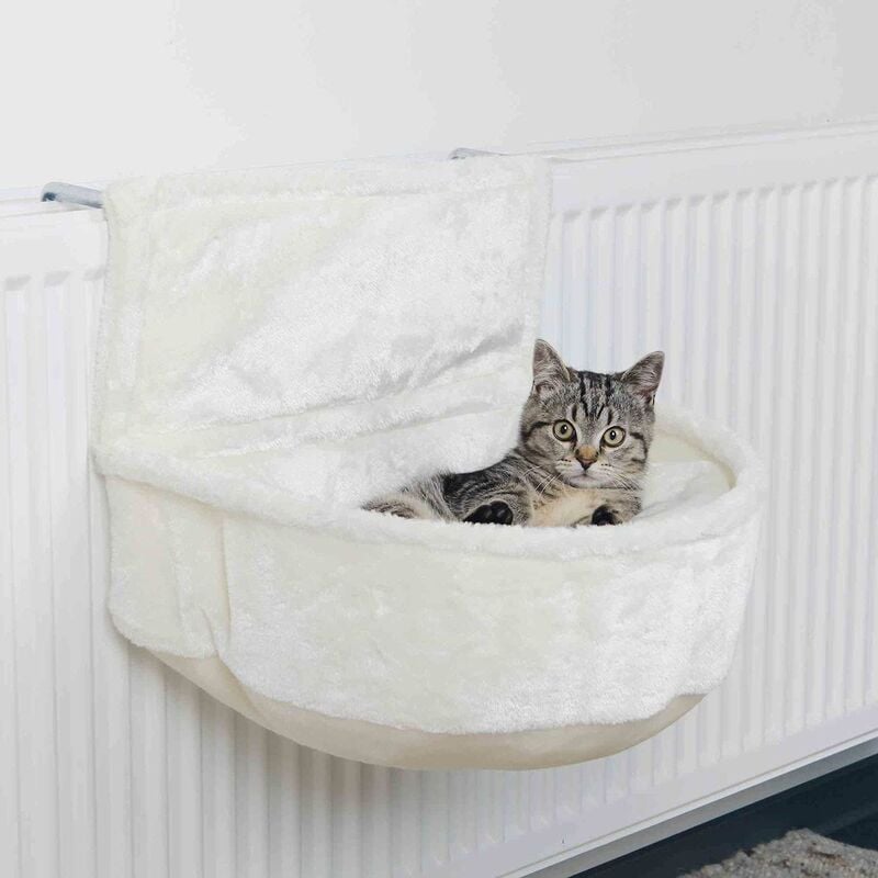 Sac Confort pour Radiateur Peluche pour Chat Blanc 45 × 13 × 33 cm