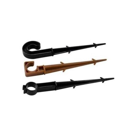 Sac de 50 piquets de guidage pour tuyaux Microtube - Piquet plat 16 mm - 20 mm marron, ABRISA.