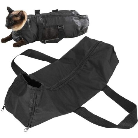 Sac de bain de toilettage pour chat – Tissu Oxford PU 420D – Sécurise le toilettage et le bain – Pour coupe des ongles et nettoyage des oreilles