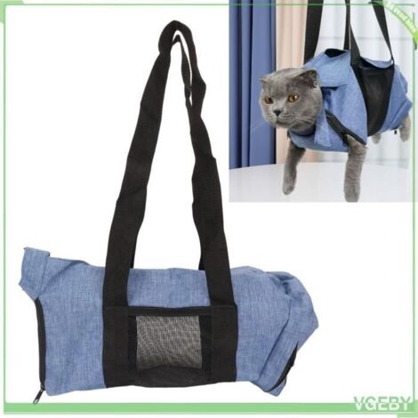 Sac de Bain pour Animaux de Compagnie Cou Réglable Doublure Imperméable Sac de Toilettage Respirant pour Chat