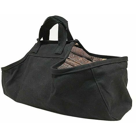 Sac de bois de chauffage de grande capacité Sac de rangement pour bois de chauffage Porte-bûches extérieur Porte-bûches en bois ciré avec transport en bois massif