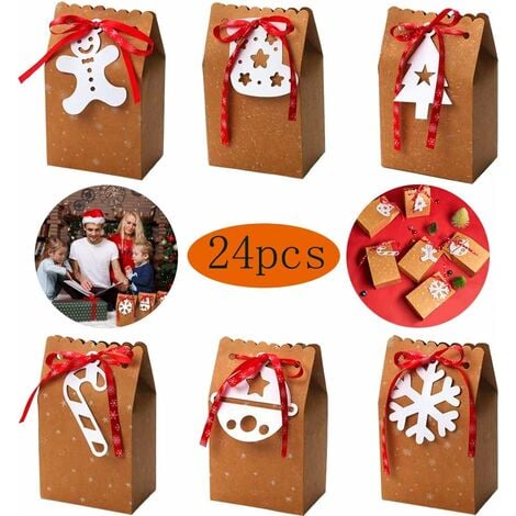 15 pièces Boîtes de cadeaux en carton de Noël Boîte à bonbons de