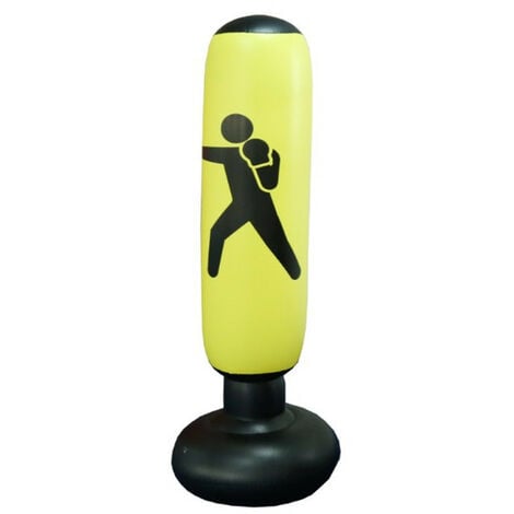 Sac De Boxe De Fitness, Sac De Boxe Gonflable Oi-FRIS Pour Enfants Sac De Boxe Autoportant Rebondir Pour Pratiquer Le Karaté, Taekwondo Fitness Sport Adultes De-Stress Boxing Target Bag 160CM (jaune)
