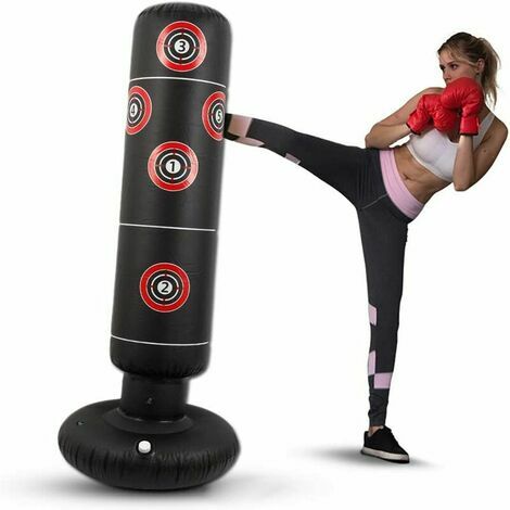 Sac de Boxe Frappe Adulte Gonflable 160cm, Sac de Frappe sur Pied Adulte, Punching Ball Adulte sur Pied Lourd, Équipement de Fitness pour Muay Thai Kickboxing Arts Martiaux MMA DOPA