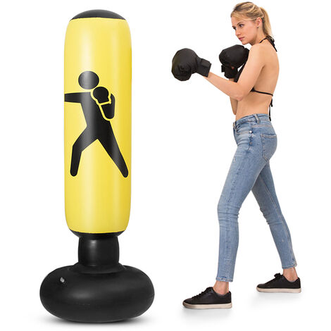 Sac de boxe gonflable en PVC de 5,2 pieds sac de boxe gonflable sac de cible de boxe de remise en forme, Jaune - Jaune