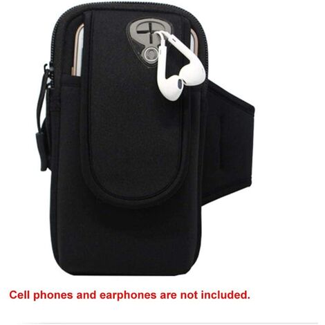 Sac de Bras de Sport, Universal Running brassards téléphone Porte Pochette étui avec Trou d’écouteur pour iPhone XS Max/XS/X 8,Galaxy S10 Plus/S10/Note 9/S9/S8/S7/ (Noir 1810.5cm)