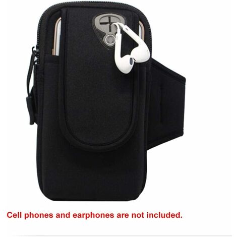 Sac de Bras de Sport, Universal Running brassards téléphone Porte Pochette étui avec Trou d’écouteur pour iPhone XS Max/XS/X 8,Galaxy S10 Plus/S10/Note 9/S9/S8/S7/ (Noir 1810.5cm)