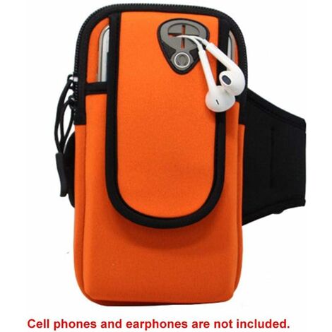 Sac de Bras de Sport, Universal Running brassards téléphone Porte Pochette étui avec Trou d’écouteur pour iPhone XS Max/XS/X 8,Galaxy S10 Plus/S10/Note 9/S9/S8/S7/ (Orange 1810.5cm)