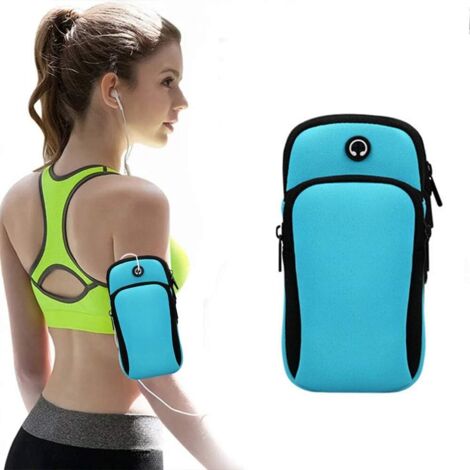 Sac de ceinture de bras de téléphone portable pour l'exercice de jogging (bleu),