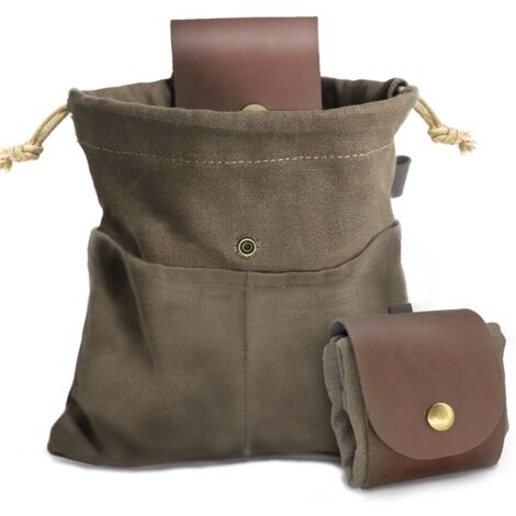 Sac de Ceinture en Cuir et Toile Imperméable pour Randonnée Camping - Pliable et Compact