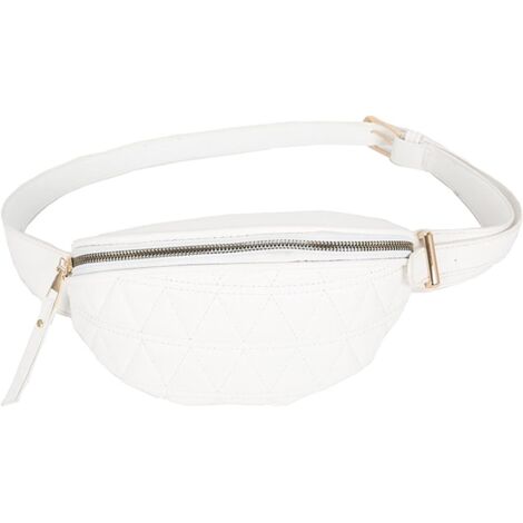 Sac de ceinture en cuir PU imperméable à la mode pour dames (blanc),