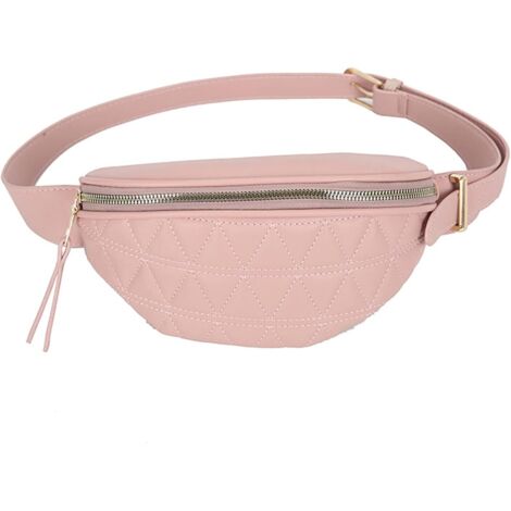 Sac de ceinture en cuir PU imperméable à la mode pour dames (rose),