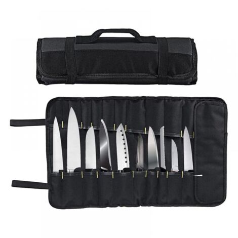 Sac de chef professionnel pour couverts – Sac à couteaux pour chefs pouvant contenir jusqu'à 22 couteaux Noir