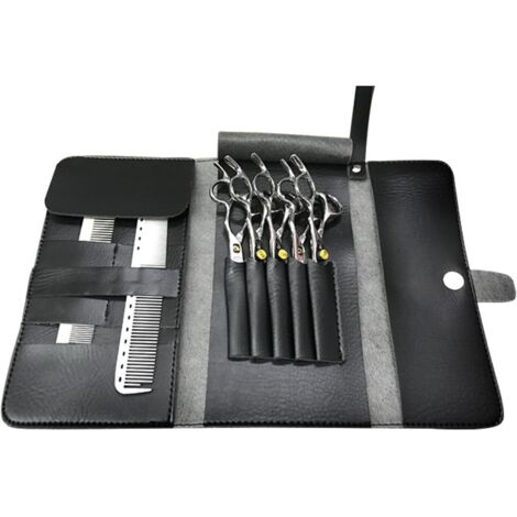 Sac de coiffure professionnel - Étui à ciseaux - Sacoche à outils de coiffeur de salon - Noir - Cuir synthétique (PU)