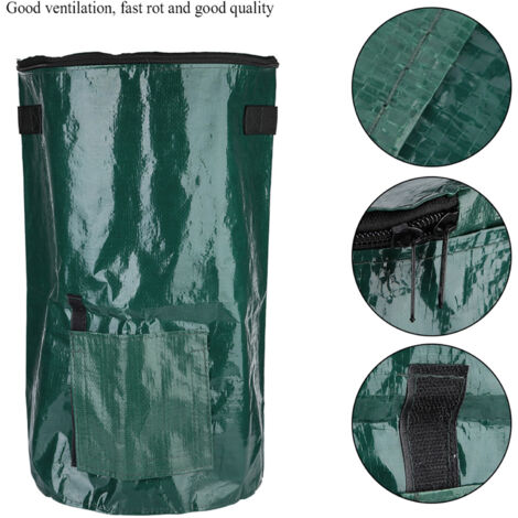 Sac de compostage jardin et ferme pour déchets organiques domestiques, capacité 46L, tissu PE écologique