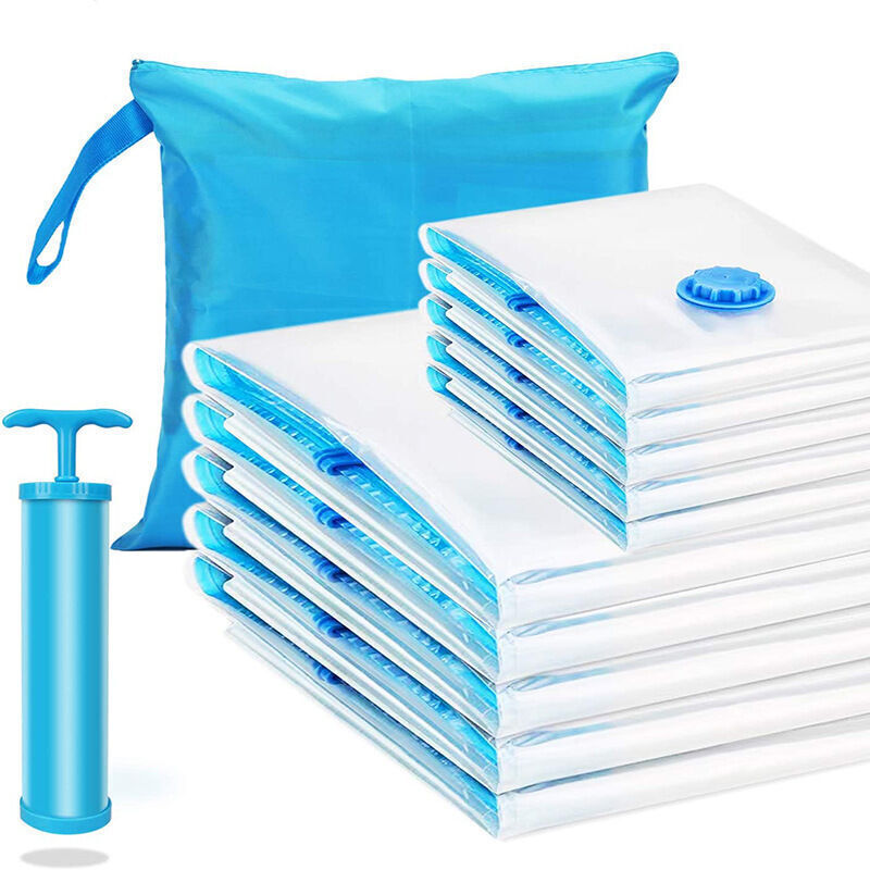 Sac de compression sous vide épaississant transparent 6 pièces sac de rangement pour vêtements de couette sac sous vide adapté pour vêtements