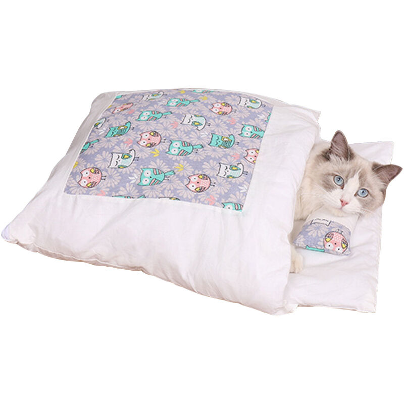 Litiere pour chat, litiere pour chien, sac de couchage pour chats et chiens, garde au chaud en hiver, hibou violet type M
