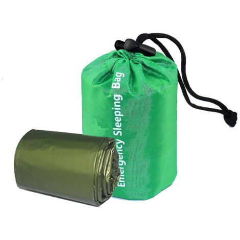 Sac de couchage de survie d'urgence léger pour le camping et la randonnée en plein air, couleur verte