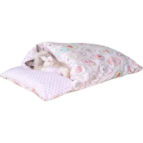 sac De Couchage D'hiver Pour Chat - Rose, Grotte  Chat Amovible Et Lavable, Coussin Chauffant Pour Chat, Lit De Litire Pour Chats Et Chiens