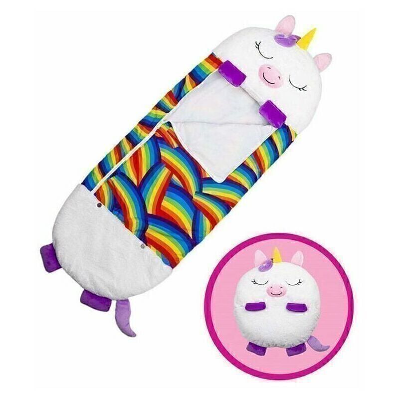 Sac de Couchage Enfant Happy Peluche Hiver Nappers Garcon Fille Licorne Oreiller de Sieste 2 en 1 Literie Bébé Oreiller, Super Doux et Chaud Toute