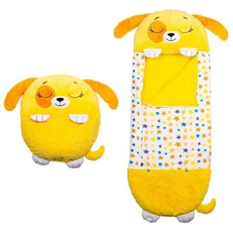 Sac de Couchage Enfant Rectangulaire - - Jaune - Coton - Oreiller Intégré