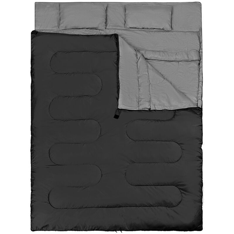 Maisonchic - Sac de couchage pour 2 Personnes 2 Oreillers Résistant, Imperméable pour Voyages Camping 190x30x150cm Noir CW8056 design in
