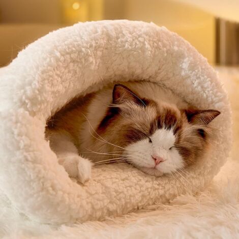 Sac de couchage pour chat Cachette de lit en lin Cachette de lit pour chat