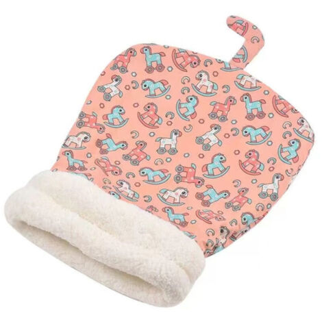 Sac de Couchage pour Chat, Mignon Sac de Nid de Chat de Poche de Bande Dessinée, Nid de Chat en Peluche Douce, 360 ° Enveloppant Confortable, Sac de Couchage pour Chien de Chat D'intérieur (Rose)