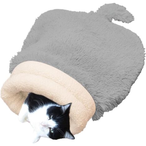 Sac de couchage pour chat - sac chauffant en peluche partiellement fermé -