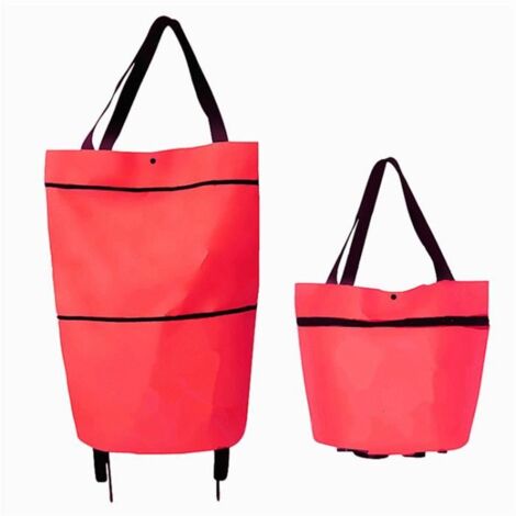 Sac de Courses Pliable à Roulettes 2 en 1 - Tissu Oxford Imperméable - Mixte - Pratique