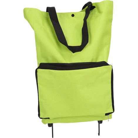 Sac de courses pliable réutilisable grande capacité en toile Oxford avec roues et fermeture éclair, vert