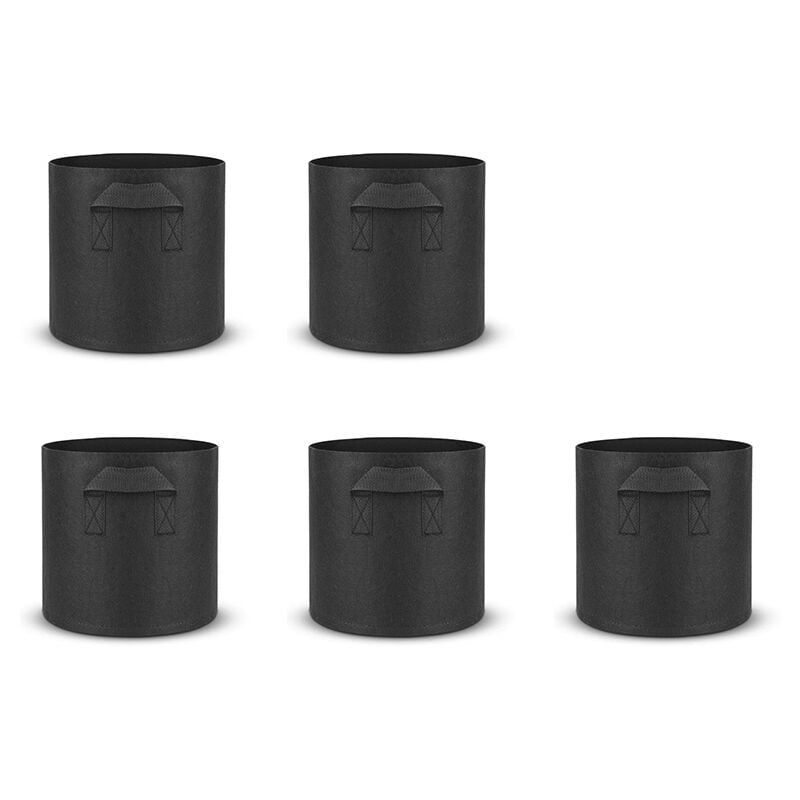 Tlily - Sac de Croissance de Pot de en Tissu de 5 PièCes avec PoignéE-Noir 3 Gallons