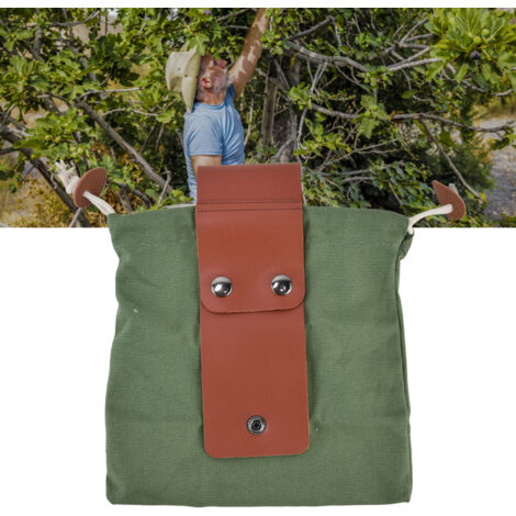 Sac de cueillette Canvas à porter autour de la taille, matériau PU, couleur militaire, style compact et facile à ranger, dimensions: 21x23x34cm, poids: 88g.