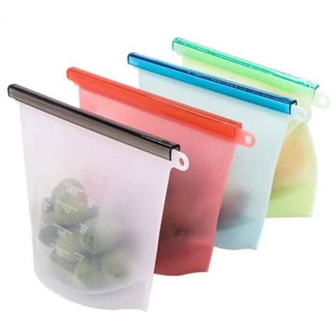 Sac de cuisine en silicone réutilisable sans BPA, sac de rangement en silicone pour fruits et légumes, sac alimentaire