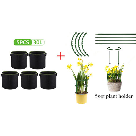 Sac de culture en feutre, 7/5/4/3 gallons, jardinière en tissu pour légumes, pommes de terre, fleurs, outils de jardin,5Pcs 30L set