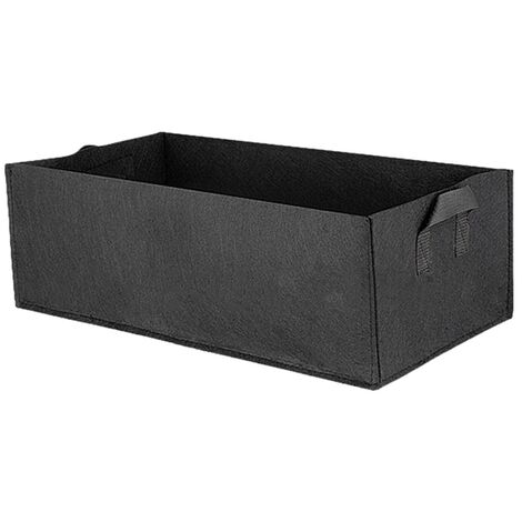 Sac de culture en feutre rectangulaire, Pot de plantation de fleurs de jardin en plein air avec poignée, conteneur de plantation de légumes de jardin,black planting bag,100X60X20