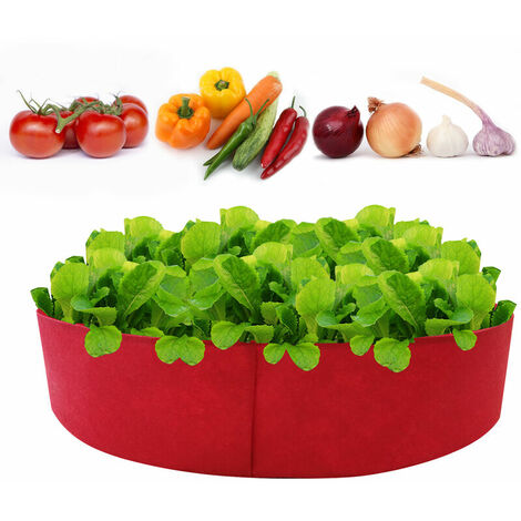 Sac de culture en feutre rond Sac de culture de plantes non tissé, rouge Diamètre 80cm Hauteur 30cm 260 2pcs
