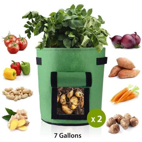 Sac de Culture pour Pommes de Terre 7 Gallons en Tissu Non-tissé avec Fenêtre - Lot de 2 - Marque SWAREY