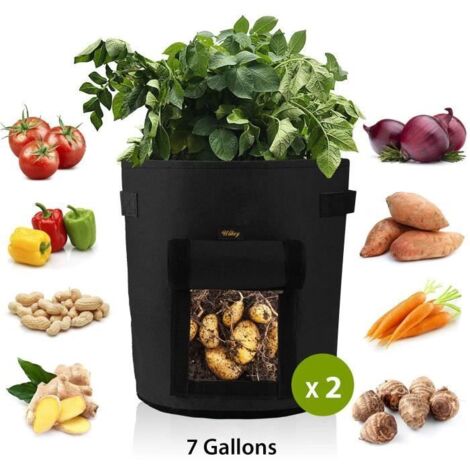 Sac de Culture pour Pommes de Terre 7 Gallons - Tissu Non-tissé avec Fenêtre - Noir