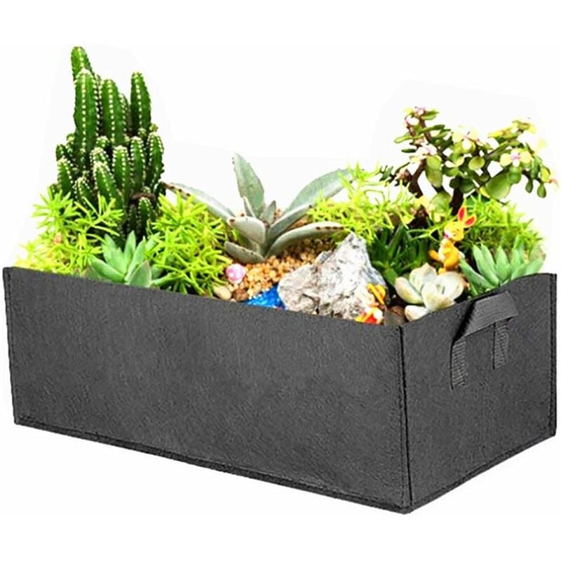 Sac de Culture Rectangulaire, Carré Lit Jardin Surélevé en Tissu, Carré Sac à Plantes Légumes de Jardin, Noir