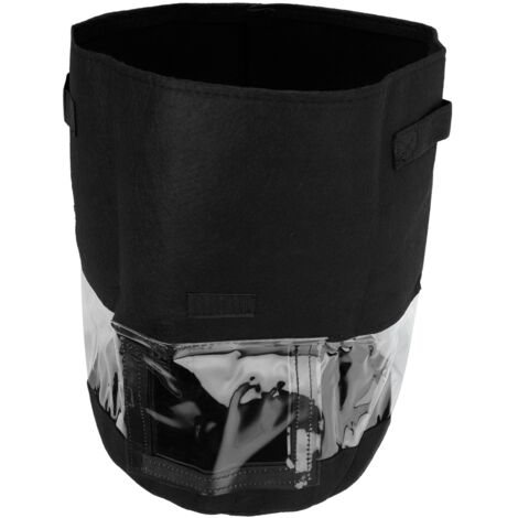 Sac de Culture Transparent 360° pour Pommes de Terre, Intérieur/Extérieur, Grand Modèle 35Dx45H, 43 Litres, Noir