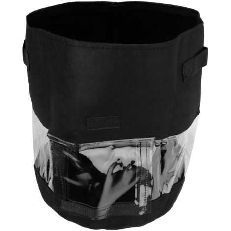 Sac de Culture Transparent 360° pour Pommes de Terre, Utilisation Intérieure et Extérieure, Taille Moyenne 30Dx35H, 26L/7G, Noir