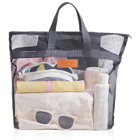 Sac de Douche Avec Poignée,Sac de Plage en Maille Filet,Shower Bag,Panier de Douche Portable,Sacs de Douche Camping,Sacs de Rangement Multifonction,Saces à Provisions RéUtilisable pour Voyages