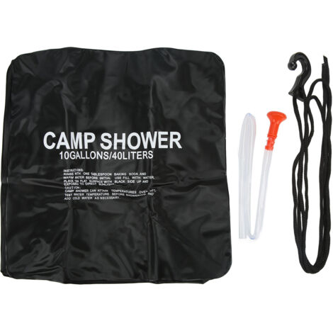 Sac de douche solaire 40L avec pommeau, en PVC résistant aux UV pour camping et plein air