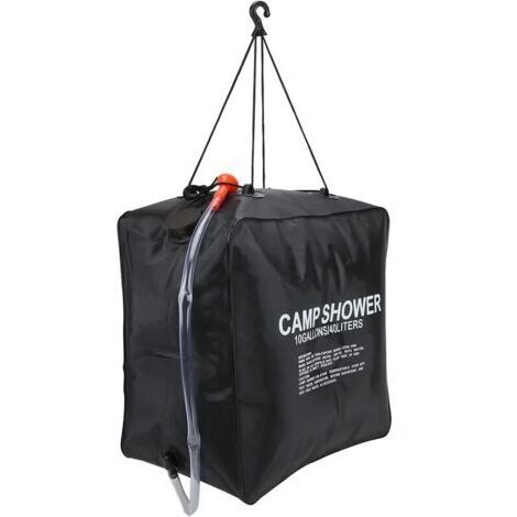 Sac de douche solaire 40L – PVC noir étanche – Température 45°C en 3h – Indicateur de température – Pomme de douche réglable