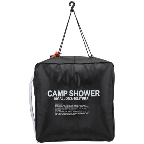 Sac de douche solaire 40L, sac d'eau chauffant pour le bain et le camping en plein air.
